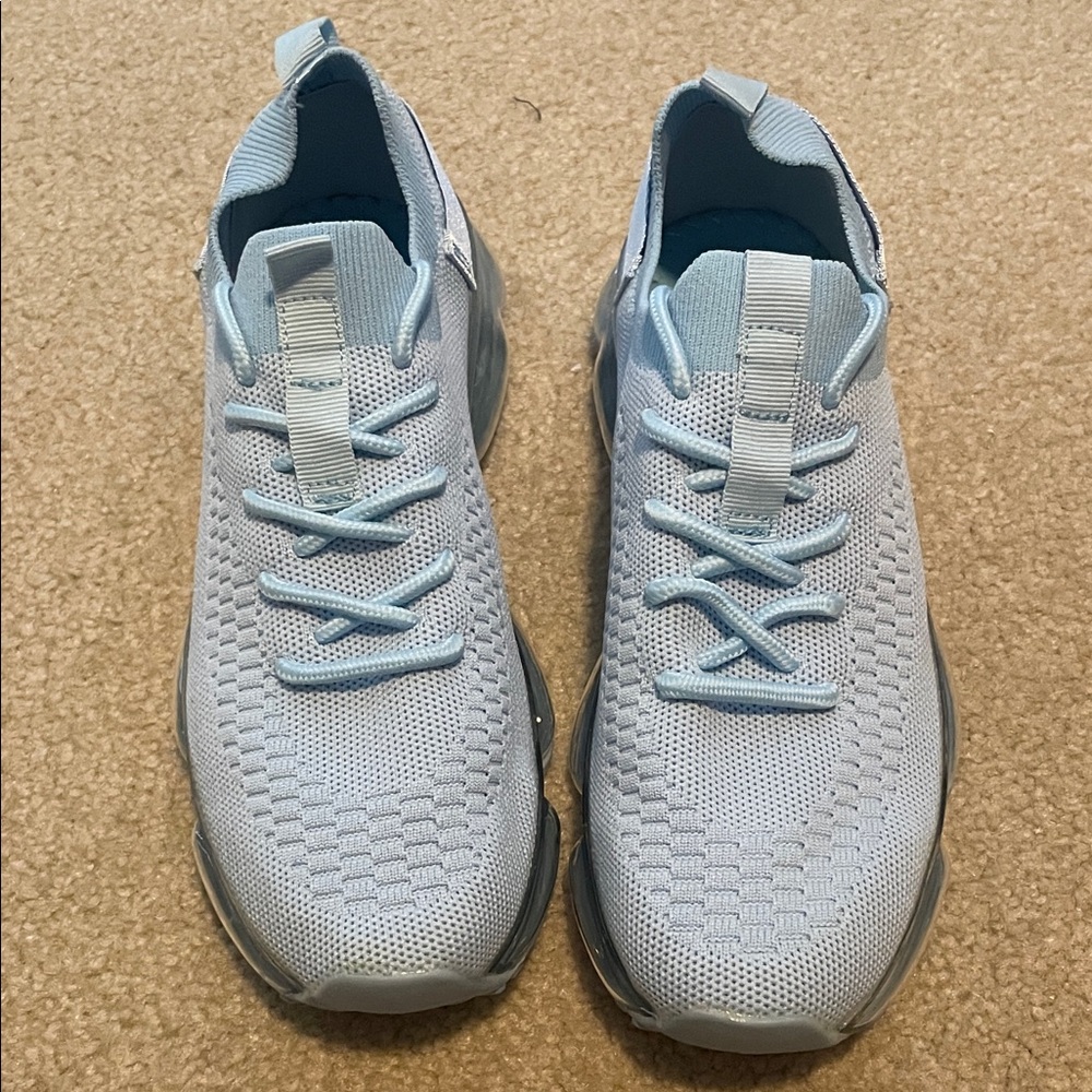 Light Blue Knit Slip-On Sneakers